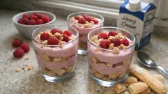 Charlotte malinowa w pucharkach – szybki deser bez pieczenia, który zawsze się udaje