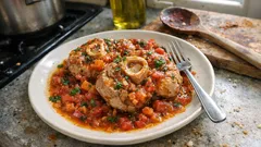 Osso buco z indyka po mediolańsku – mięso miękkie, sos gęsty i aromatyczny