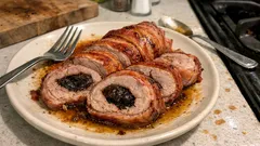 Polędwiczka faszerowana śliwkami w boczku – pieczona, soczysta i efektowna