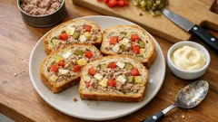 Chleb mozaikowy z tuńczykiem – efektowna zimna przekąska do zrobienia dzień wcześniej