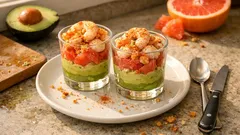 Verrine z kremem z awokado, grejpfrutem i krewetkami – lekka przystawka w 15 minut