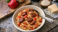 Kremowe risotto z papryką i łagodnym chorizo – proste kroki, świetny smak