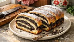 Nocny makowiec warstwowy – drożdżowe ciasto, które pięknie się kroi