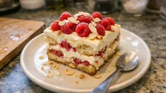 Tiramisu z malinami bez pieczenia – kremowe, lekkie i gotowe po schłodzeniu