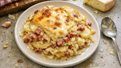 Tartiflette savoyarde: francuska zapiekanka z ziemniaków, boczku i sera Reblochon