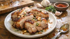 Pieczony boczek z czosnkiem i majerankiem – prosty przepis na domową wędlinę