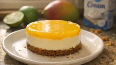 Panna cotta limonka–imbir na spodzie speculoos z lustrzaną warstwą mango