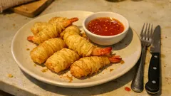 Chrupiące krewetki w cieście filo z piekarnika – prosta przekąska na gości