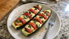 Cukinia faszerowana pomidorem i mozzarellą – prosto z piekarnika, gotowa w 20 minut