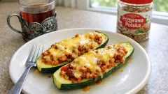 Cukinia faszerowana parówkami i serem – szybki obiad z piekarnika