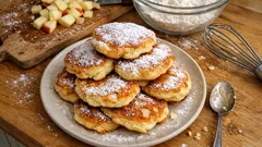 Puszyste placuszki na kefirze z jabłkiem – szybkie racuchy bez czekania