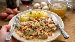 Sauté z wieprzowiny w kremowym sosie pieczarkowym – soczyste i naprawdę proste