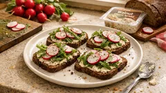 Kanapki z serkiem topionym i orzechami włoskimi – szybkie śniadanie bez gotowania