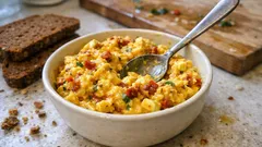 Kremowa pasta jajeczna z suszonymi pomidorami – szybka do kanapek i lunchboxu