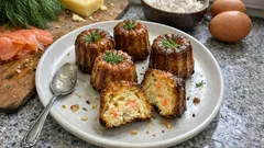 Wytrawne cannelés z łososiem i koperkiem – efektowna przystawka z piekarnika