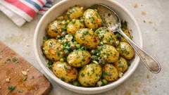 Małe ziemniaki pieczone z masłem, czosnkiem i kaparami – prosty dodatek do obiadu