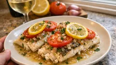 Pieczony labraks z cytryną i białym winem – delikatna ryba, która zawsze wychodzi