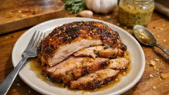 Pieczony udziec z indyka z musztardą francuską i rozmarynem – zawsze soczysty