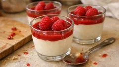 Puszysta mousse z fromage blanc z coulis malinowym – lekki deser bez pieczenia