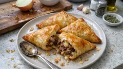 Chaussony z ciasta francuskiego z mięsem mielonym i serem – chrupiące kieszonki