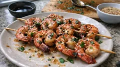Szaszłyki z krewetek w sosie sojowym i sezamie – proste, a robią wrażenie