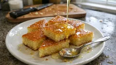 Irmik tatlısı – tureckie ciasto z kaszy manny nasączane cytrynowym syropem