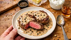 Tournedos w sosie pieprzowym z nutą koniaku – elegancki stek, który zrobisz w domu