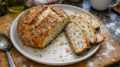 Nocny chleb z garnka bez wyrabiania – chrupiąca skórka i ziarna chia