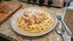 Kurczak z makaronem w sosie Alfredo – kremowy obiad jak z restauracji