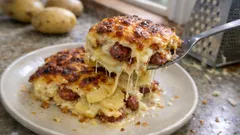 Zapiekanka ziemniaczana z chorizo i gruyère – kremowa w środku, rumiana na górze