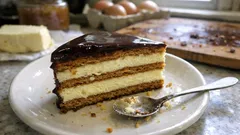 Sernik gotowany 2w1 z blatami miodowymi – warstwowe ciasto na dzień wcześniej