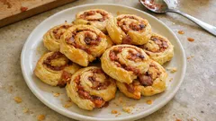 Chrupiące roladki z ciasta francuskiego z boczkiem i pomidorową pastą – prosto z piekarnika