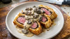 Filet mignon w cieście francuskim z foie gras i sosem ze smardzów – krok po kroku