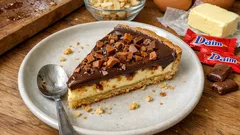 Tarta z Daim i kremem waniliowym – chrupiący spód i gładka ganache