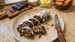 Czekoladowe salami bez pieczenia – saucisson au chocolat krok po kroku