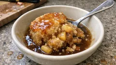 Pouding chômeur z jabłkami i syropem klonowym – ciepły deser z aksamitnym sosem