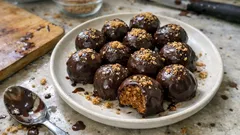 Piernikowe kuleczki bez pieczenia – szybki deser z powidłami i gorzką czekoladą