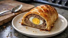 Wielkanocny pasztet w cieście francuskim z jajkiem – efektowny, a prosty krok po kroku