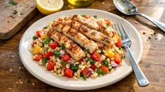 Sałatka z bulguru z miętą i grillowanym indykiem – lekki lunch na upały