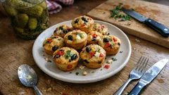 Mini wytrawne muffinki z fetą, papryką i oliwkami – szybka przekąska do piekarnika