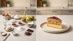 Szarlotka królewska warstwowa – biszkopt, jabłka z galaretką i krem mascarpone