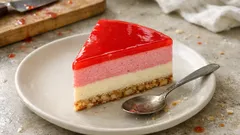 Bavarois truskawkowy z białą czekoladą – deser na zimno z migdałowym spodem