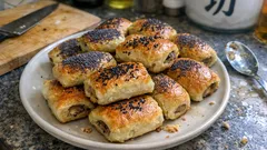 Paszteciki drożdżowe z mięsem i czarnuszką – miękkie w środku, chrupiące na wierzchu