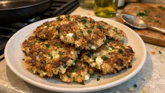 Placuszki owsiane na słono z fetą i pietruszką – szybkie i chrupiące z patelni