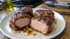 Medaliony z polędwiczki w boczku z planchy – prosta marynata i soczysty efekt