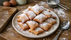 Karnawałowe beignets w romby – puszyste ciastka smażone, które robi się naprawdę szybko