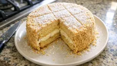 Tort „Brie” jak z francuskiej cukierni – biszkopt z kremem pâtissière i maślanym