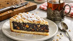 Makowiec na kruchym spodzie z kruszonką – wilgotny i pełen bakalii