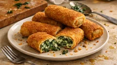Krokiety ze szpinakiem i serem – chrupiące na zewnątrz, kremowe w środku