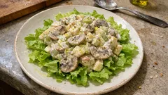 Sałatka z pieczarek konserwowych i jabłka – kremowa, lekka i najlepsza po schłodzeniu